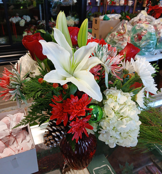 Holiday vased centerpiece