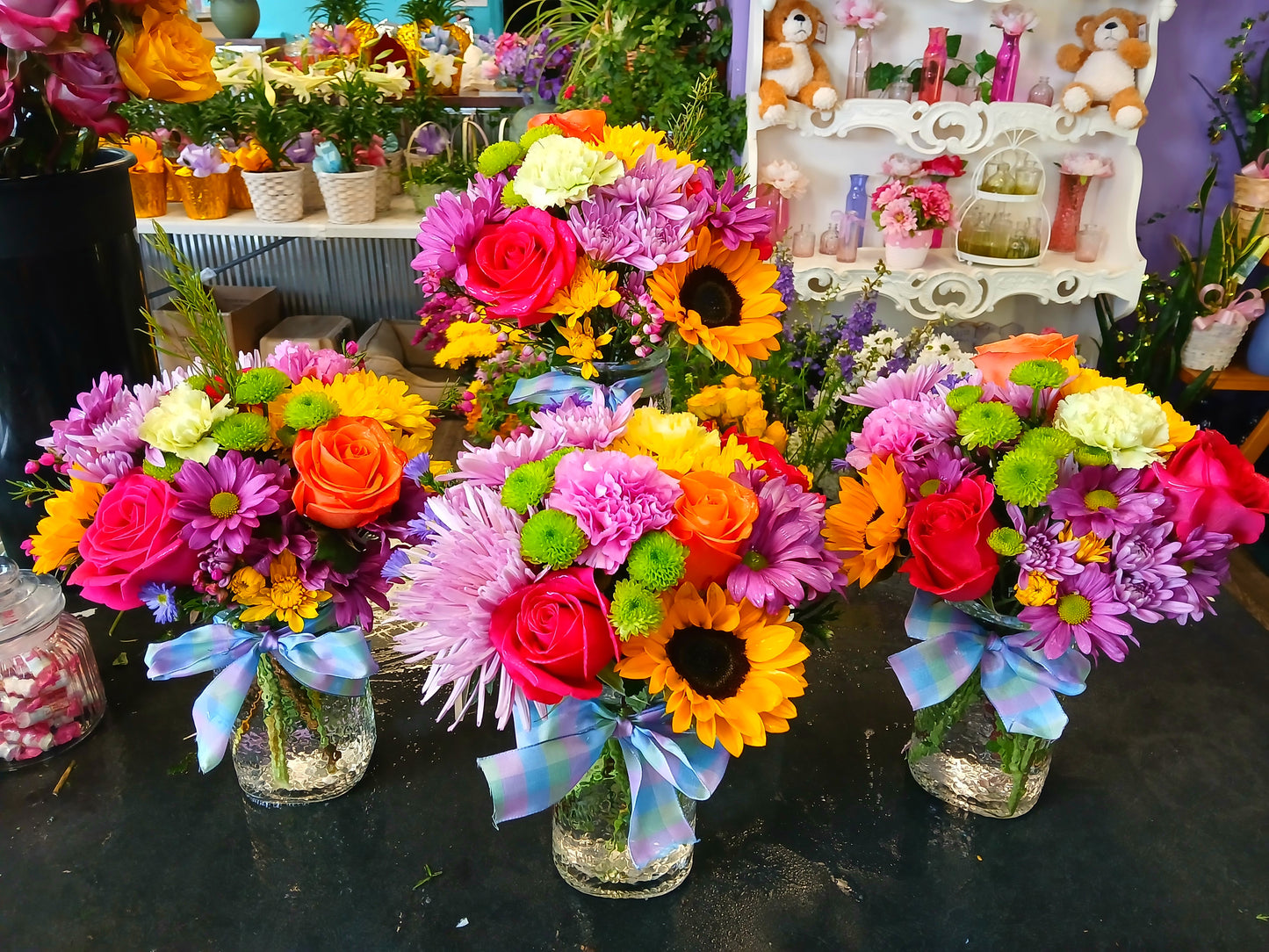 Springtime mason jar bright